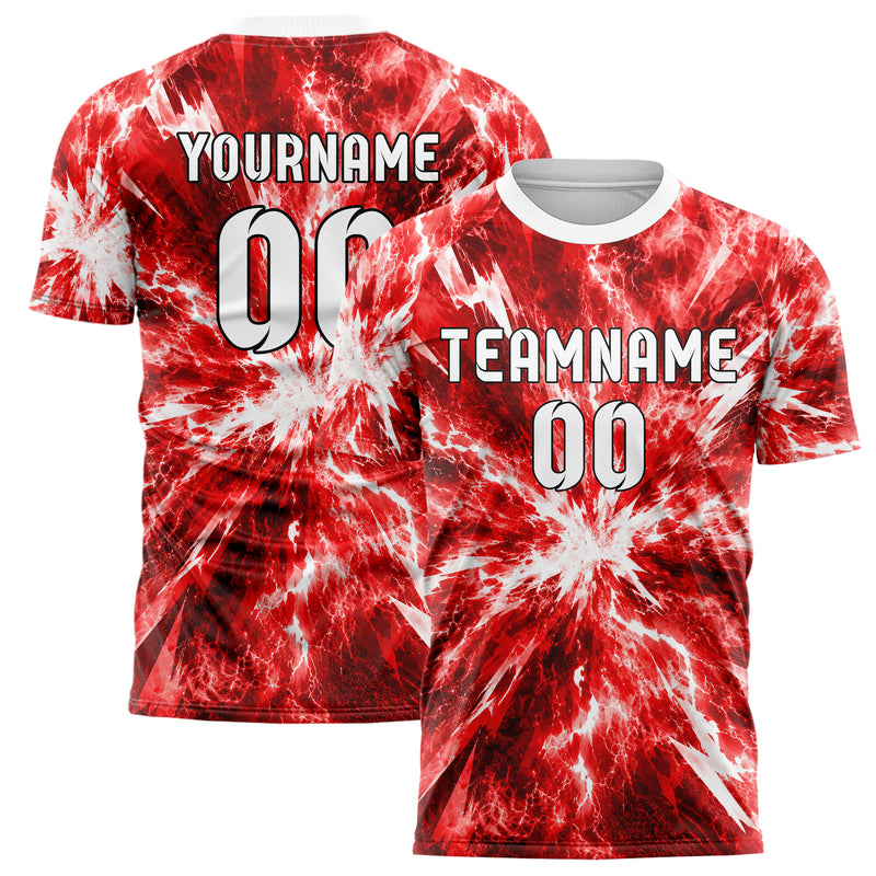 Rot klassisches Flammen Blitz Jagged Energy Burst Design 05-0031 individuelles Fußballtrikot main