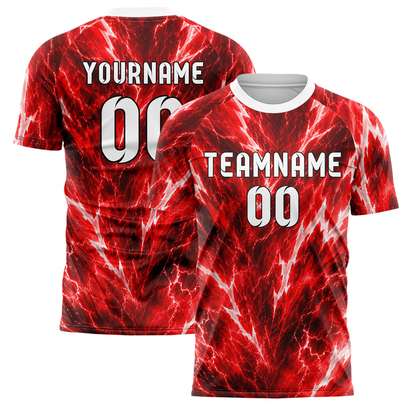Rot klassisches Flammen Blitz Jagged Energy Burst Design 05-0061 individuelles Fußballtrikot main