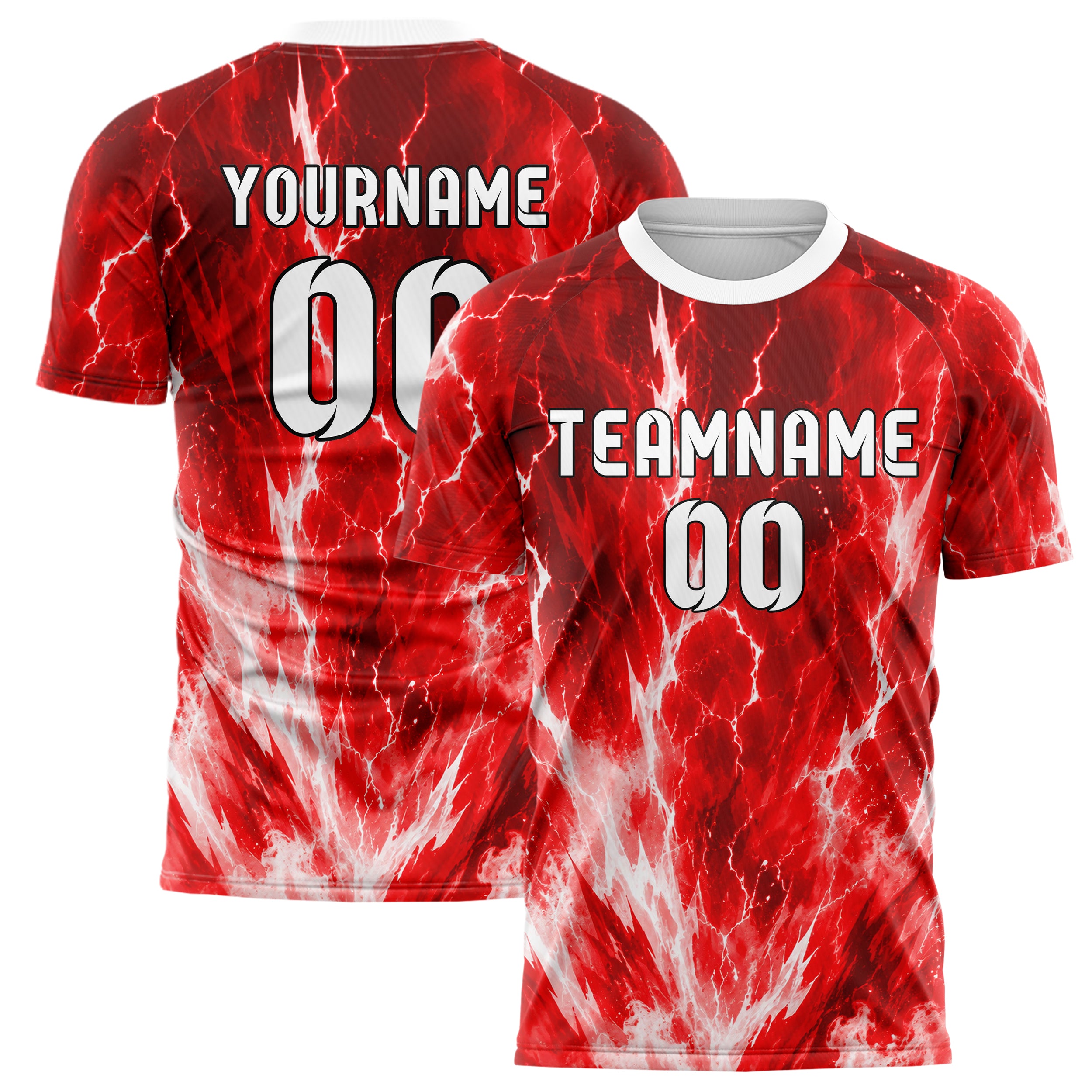 Rot klassisches Flammen Blitz Jagged Energy Burst Design 05-0079 individuelles Fußballtrikot main
