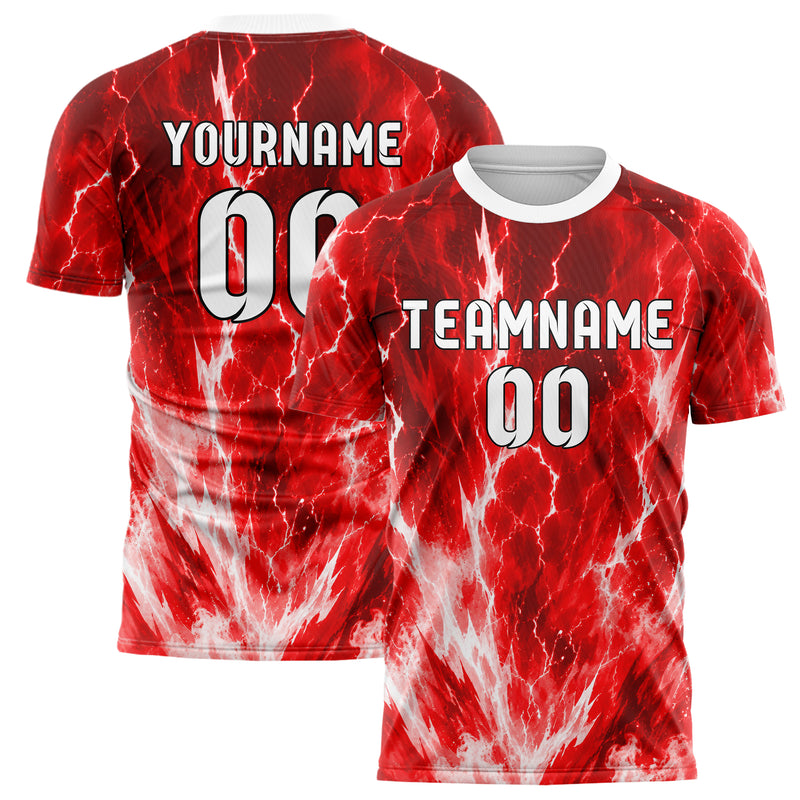 Rot klassisches Flammen Blitz Jagged Energy Burst Design 05-0079 individuelles Fußballtrikot main