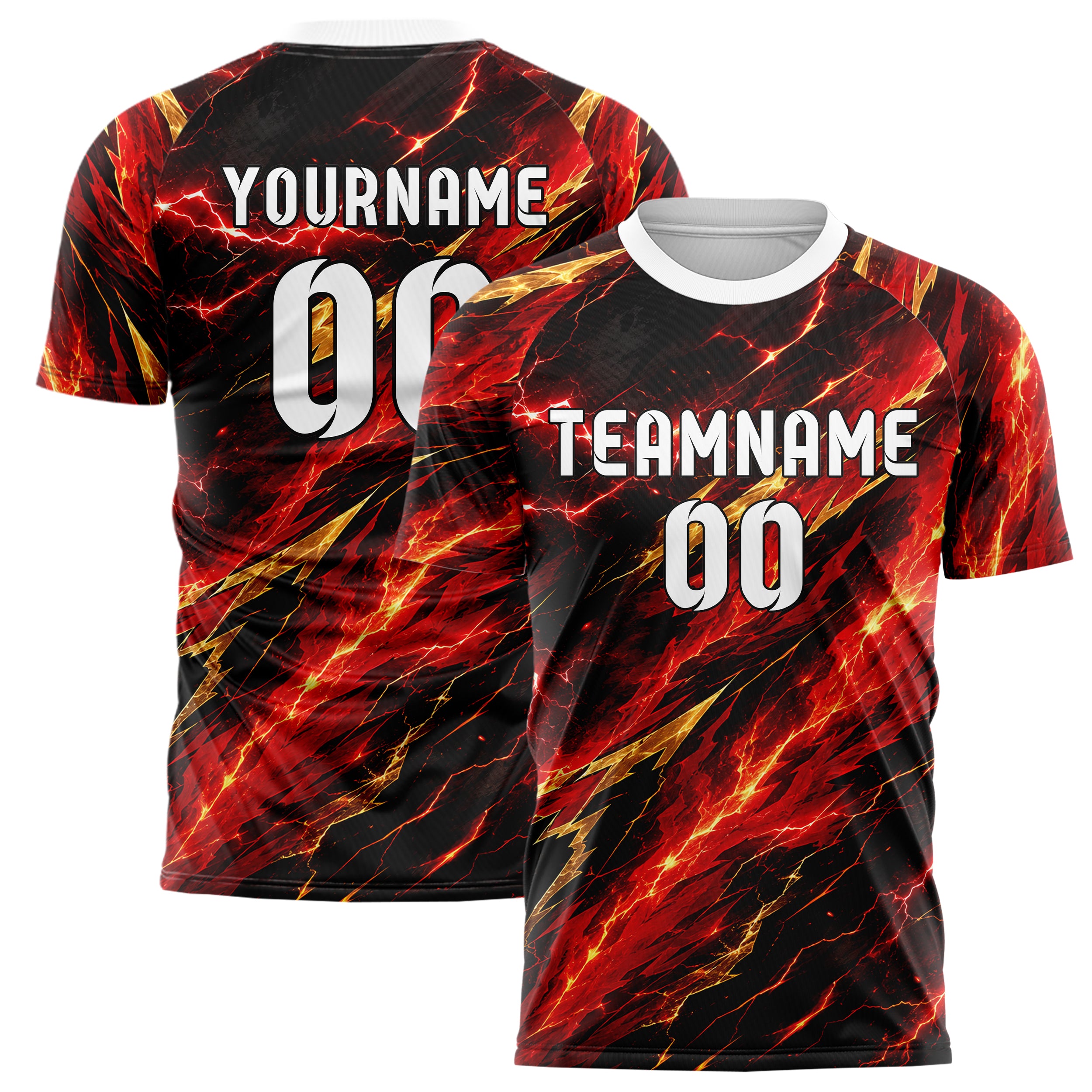 Karmesinrot dunkles Flammen Blitz Flame Lightning Mix Design 05-0042 individuelles Fußballtrikot main
