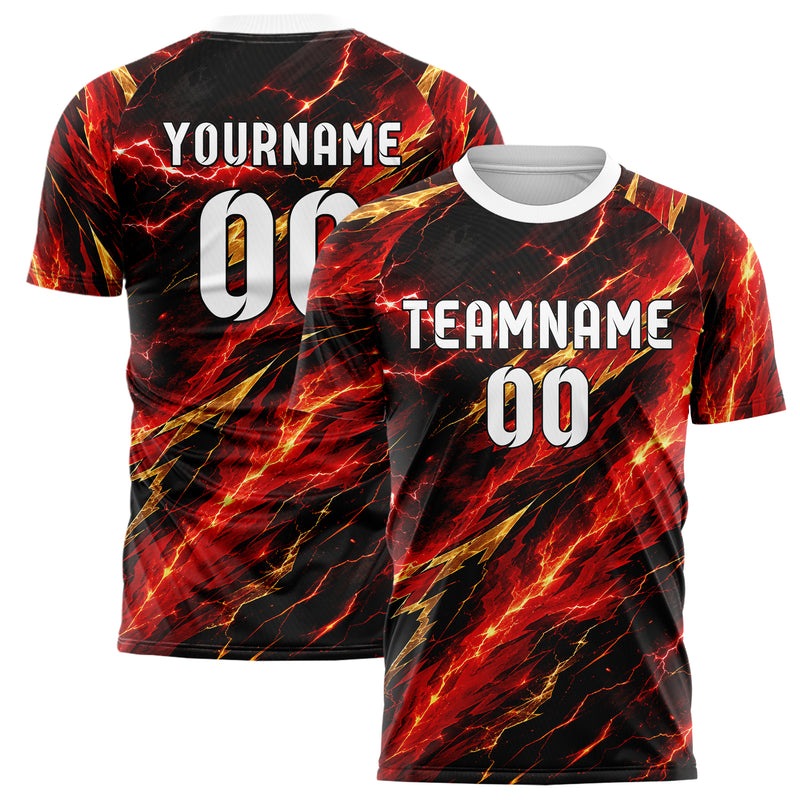 Karmesinrot dunkles Flammen Blitz Flame Lightning Mix Design 05-0042 individuelles Fußballtrikot main