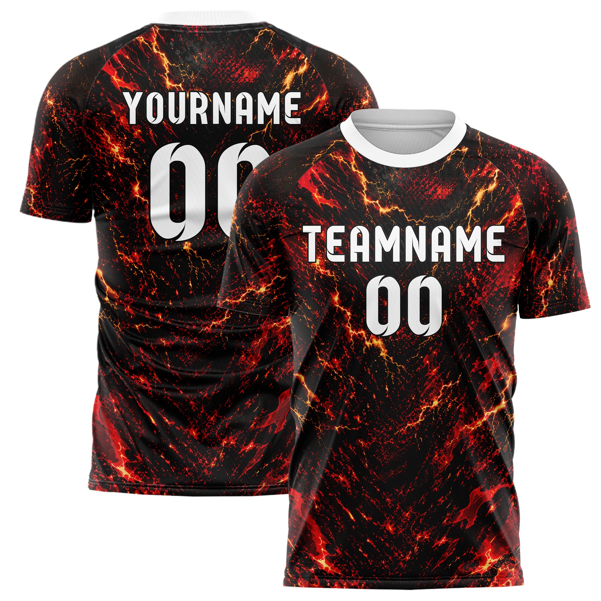 Karmesinrot dunkles Flammen Blitz Flame Lightning Mix Design 05-0072 individuelles Fußballtrikot main