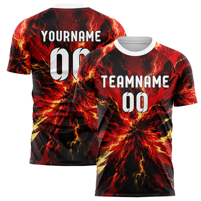 Karmesinrot dunkles Flammen Blitz Flame Lightning Mix Design 05-0078 individuelles Fußballtrikot main