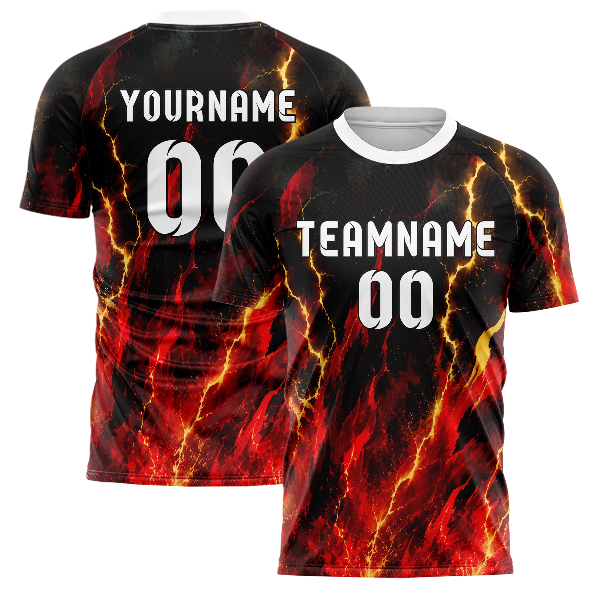 Karmesinrot dunkles Flammen Blitz aufsteigende Flammen Design 05-0039 individuelles Fußballtrikot main