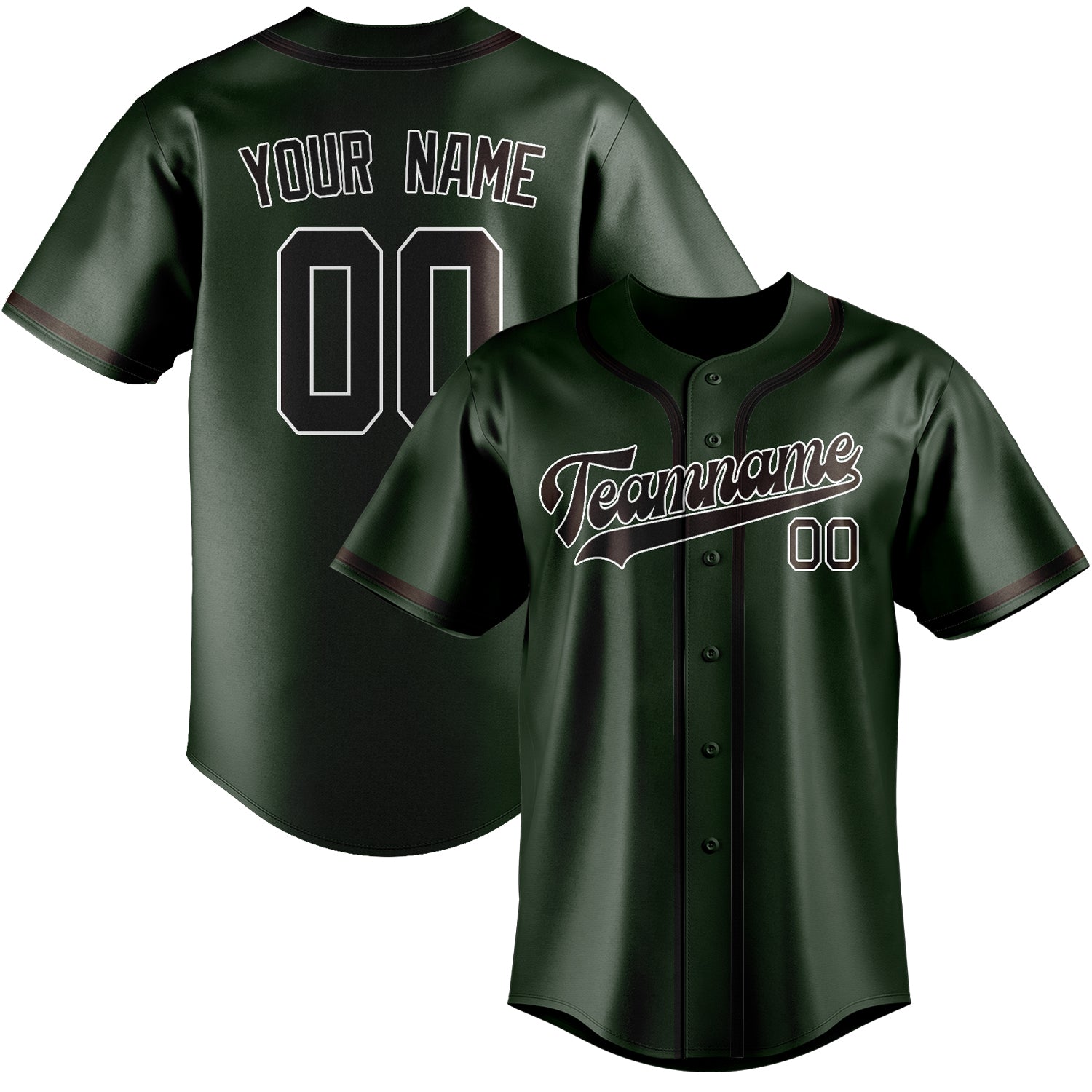 Benutzerdefiniertes Professionelles Tannengrün Braun Baseballtrikot