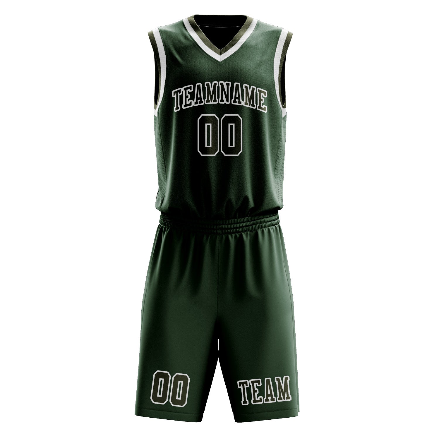 Benutzerdefiniertes Professionelles Tannengrün Dunkles Oliv Basketballtrikot-Set