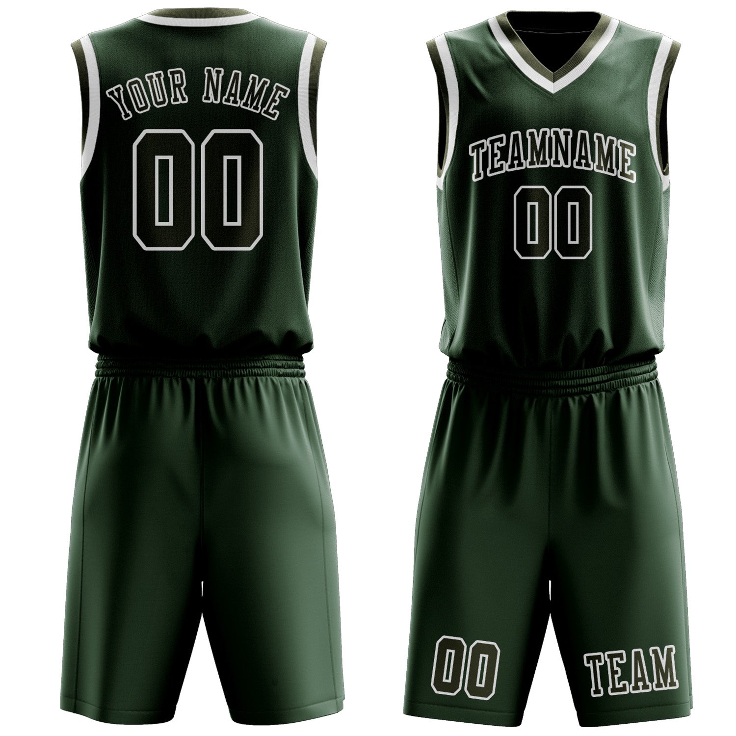 Benutzerdefiniertes Professionelles Tannengrün Dunkles Oliv Basketballtrikot-Set