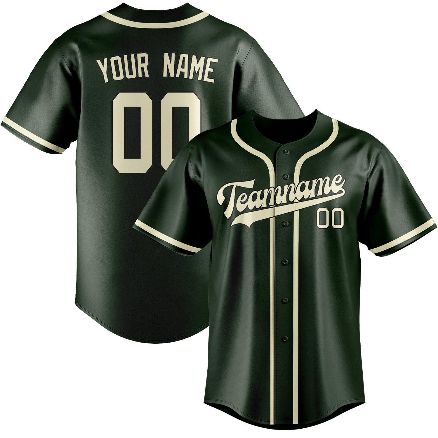 Benutzerdefiniertes Professionelles Tannengrün Beige Baseballtrikot