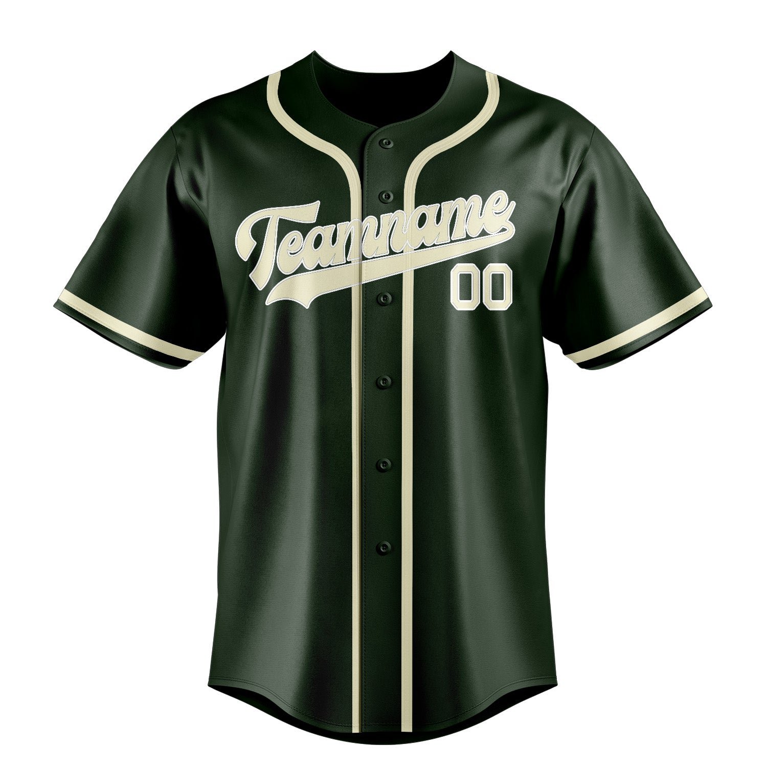Benutzerdefiniertes Professionelles Tannengrün Beige Baseballtrikot