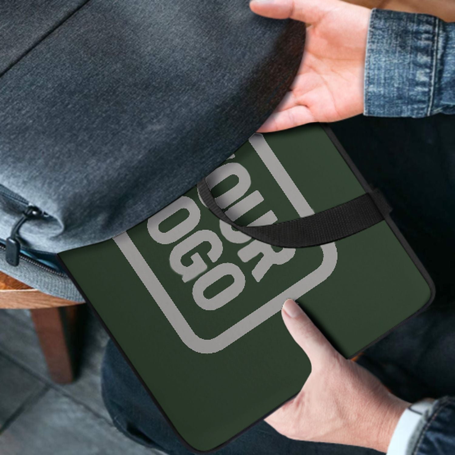 Bolsa para computadora portátil de gris verde a medida