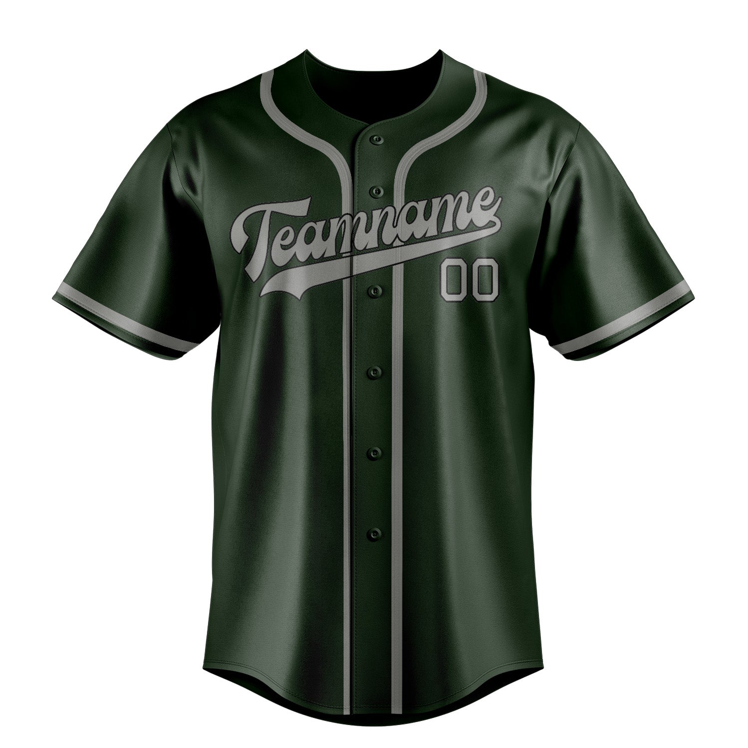 Benutzerdefiniertes Professionelles Tannengrün Grau Baseballtrikot