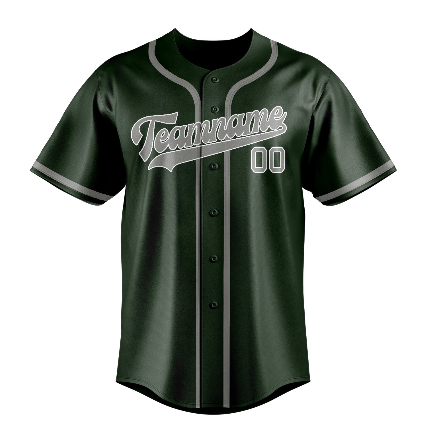 Benutzerdefiniertes Professionelles Tannengrün Grau Baseballtrikot