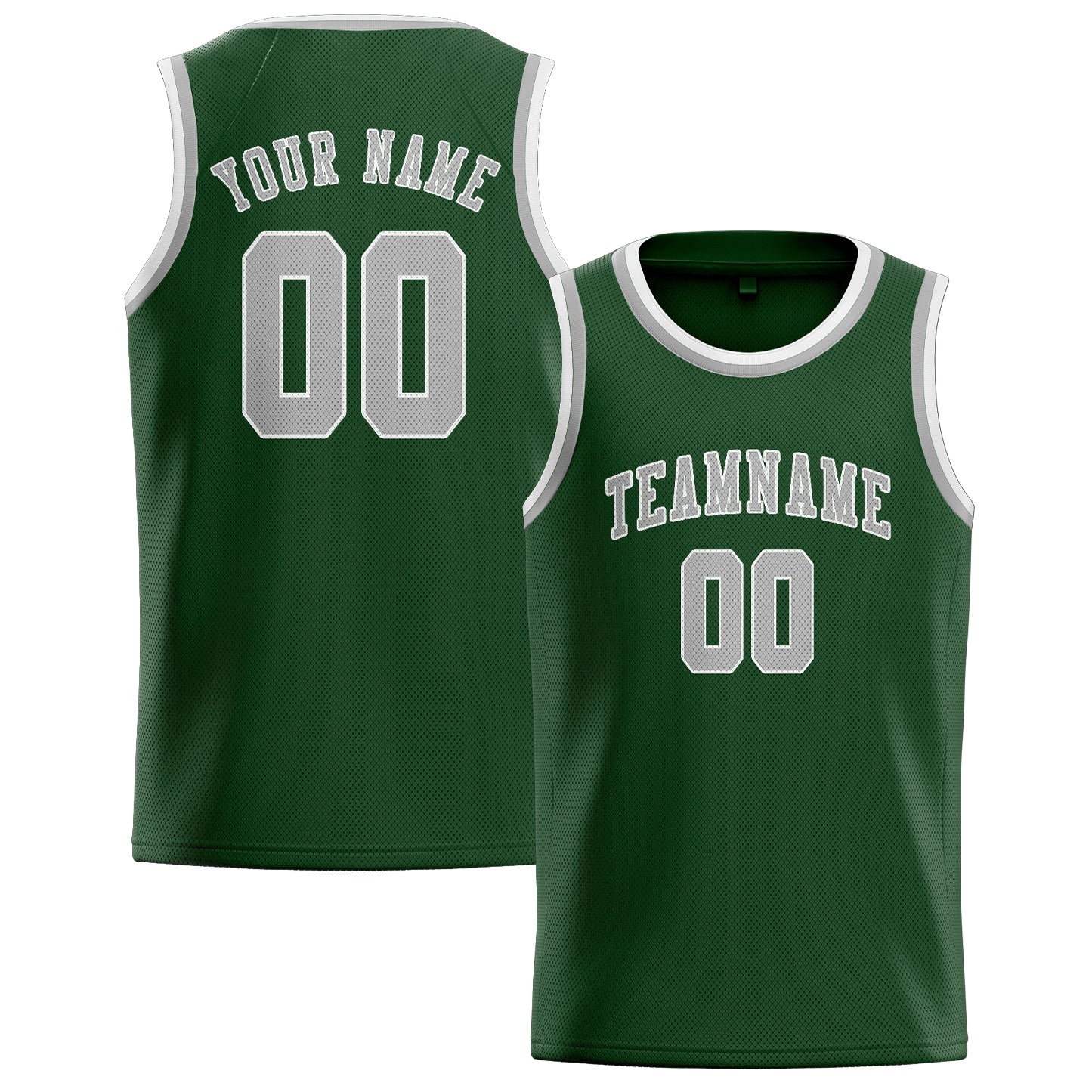 Benutzerdefiniertes Professionelles Tannengrün Grau Basketballtrikot