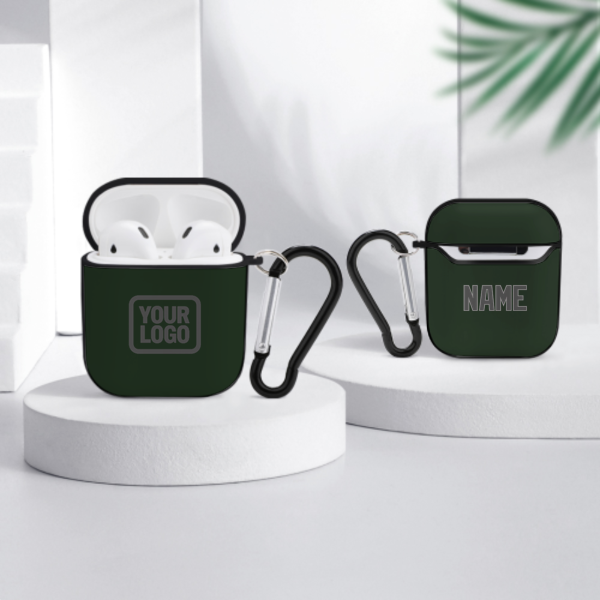 Maßgeschneidertes Tannengrün Dunkelgrau AirPods-Hülle