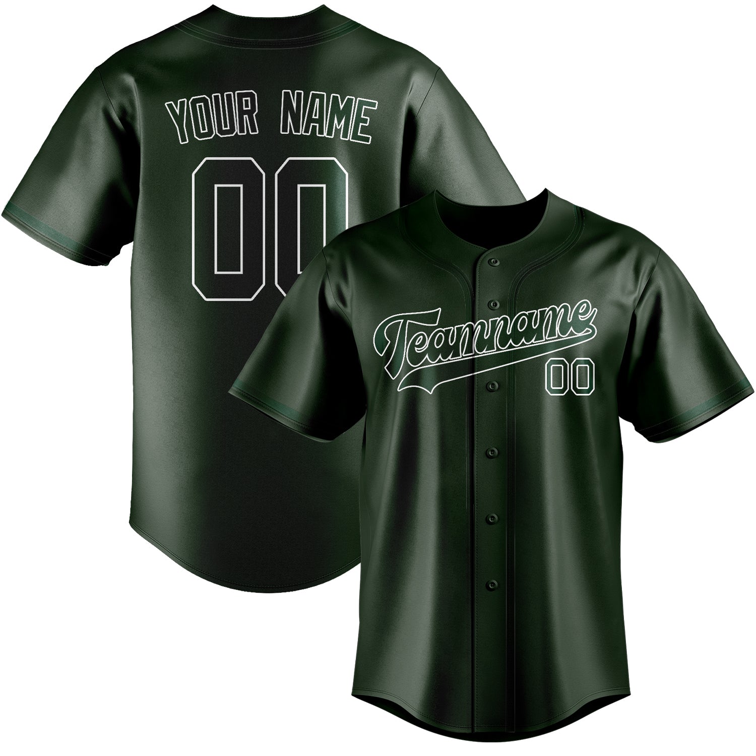 Benutzerdefiniertes Professionelles Tannengrün Moosgrün Baseballtrikot
