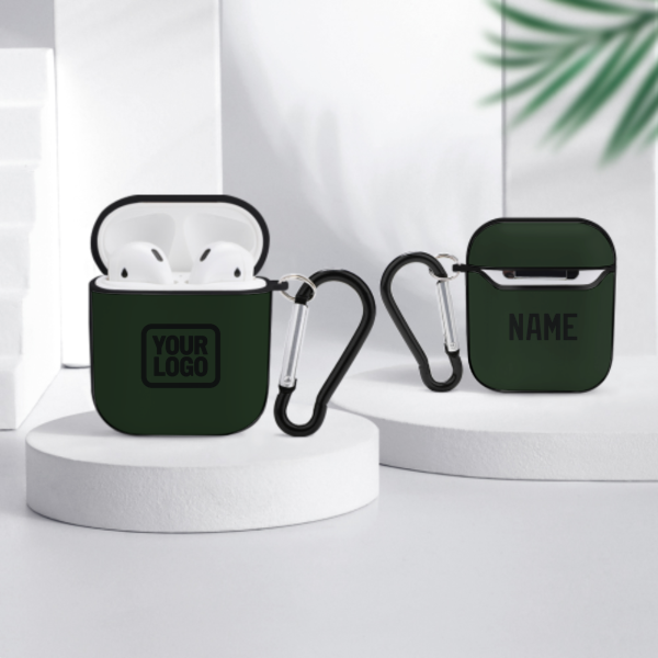Maßgeschneidertes Tannengrün Schwarz AirPods-Hülle