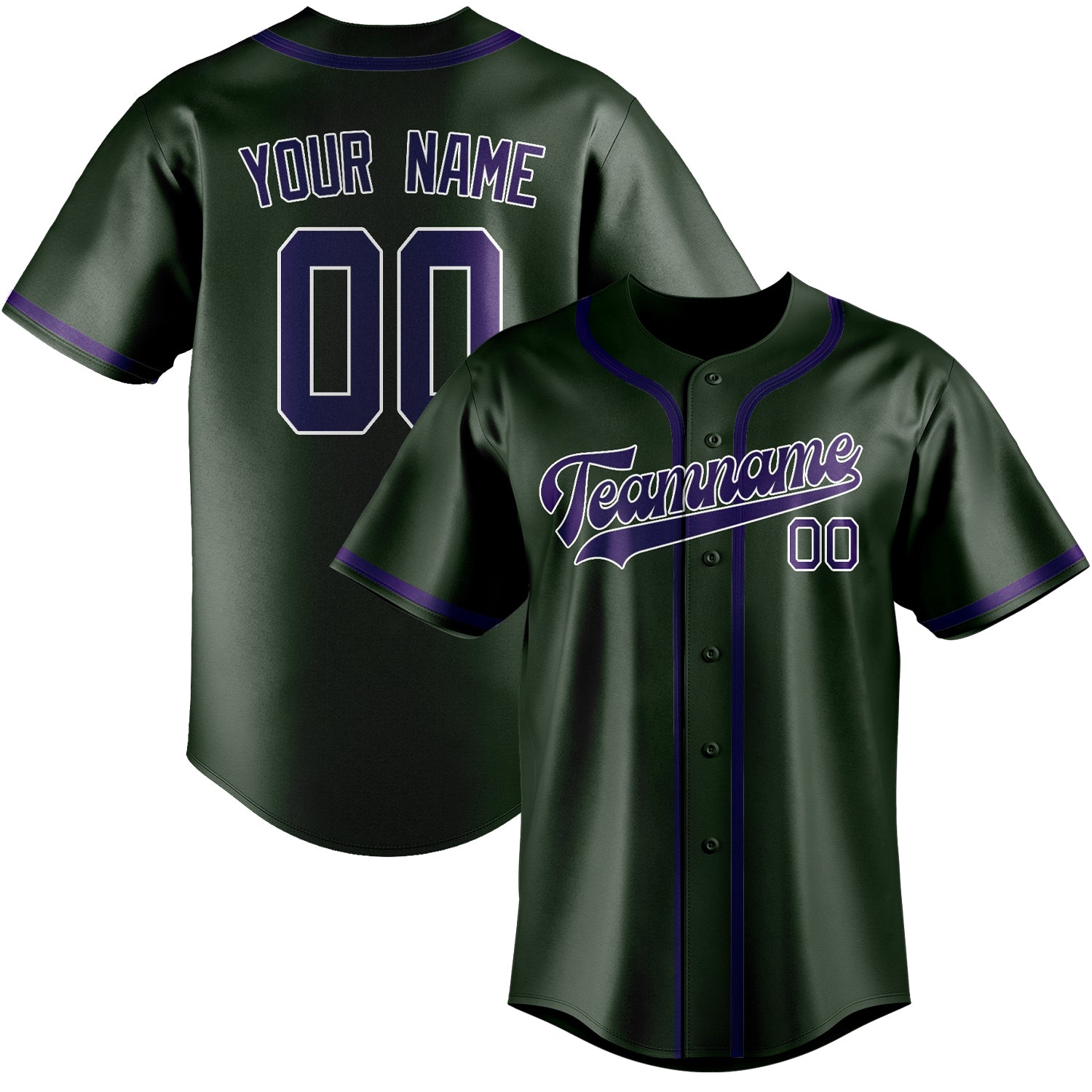 Benutzerdefiniertes Professionelles Tannengrün Lila Baseballtrikot
