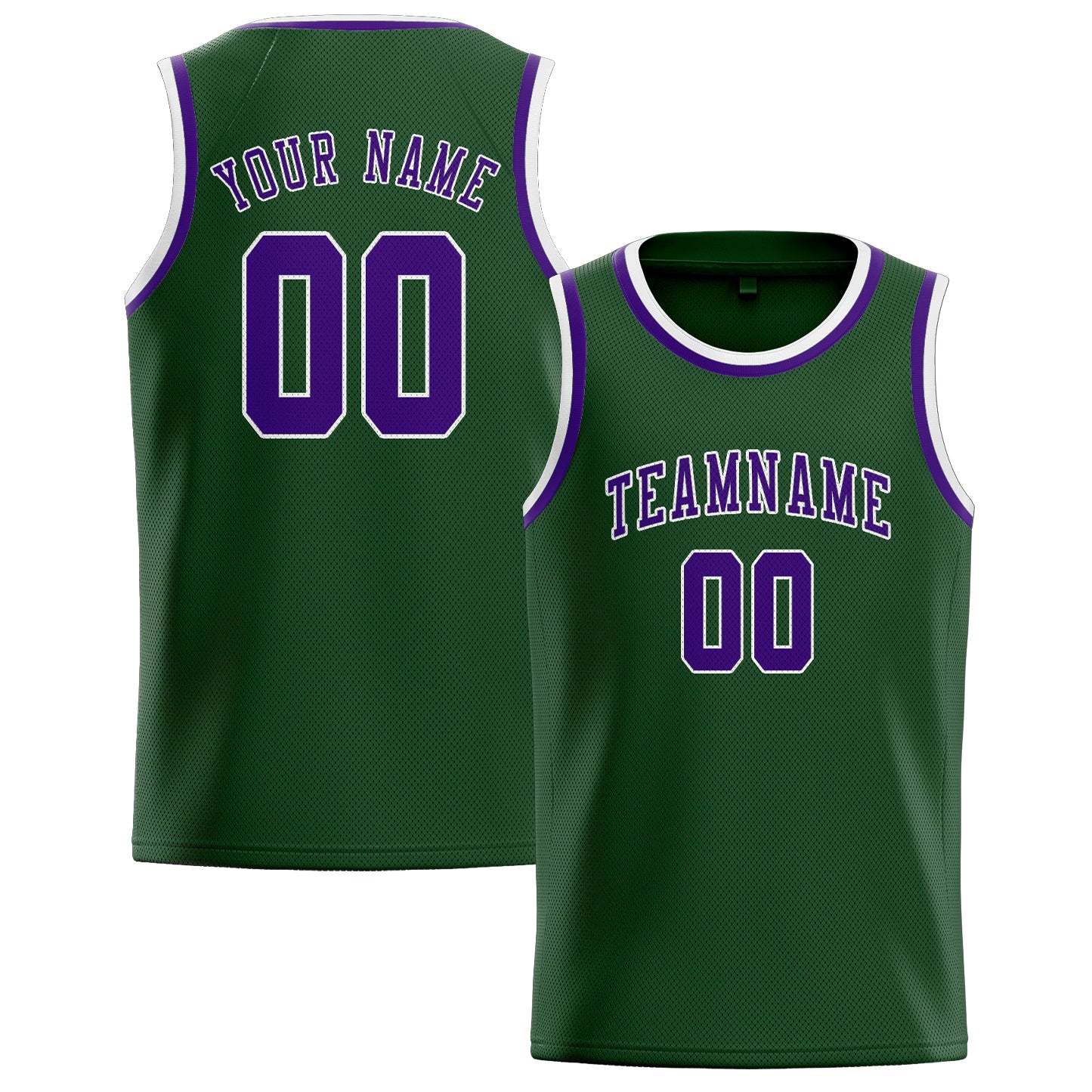 Benutzerdefiniertes Professionelles Tannengrün Lila Basketballtrikot