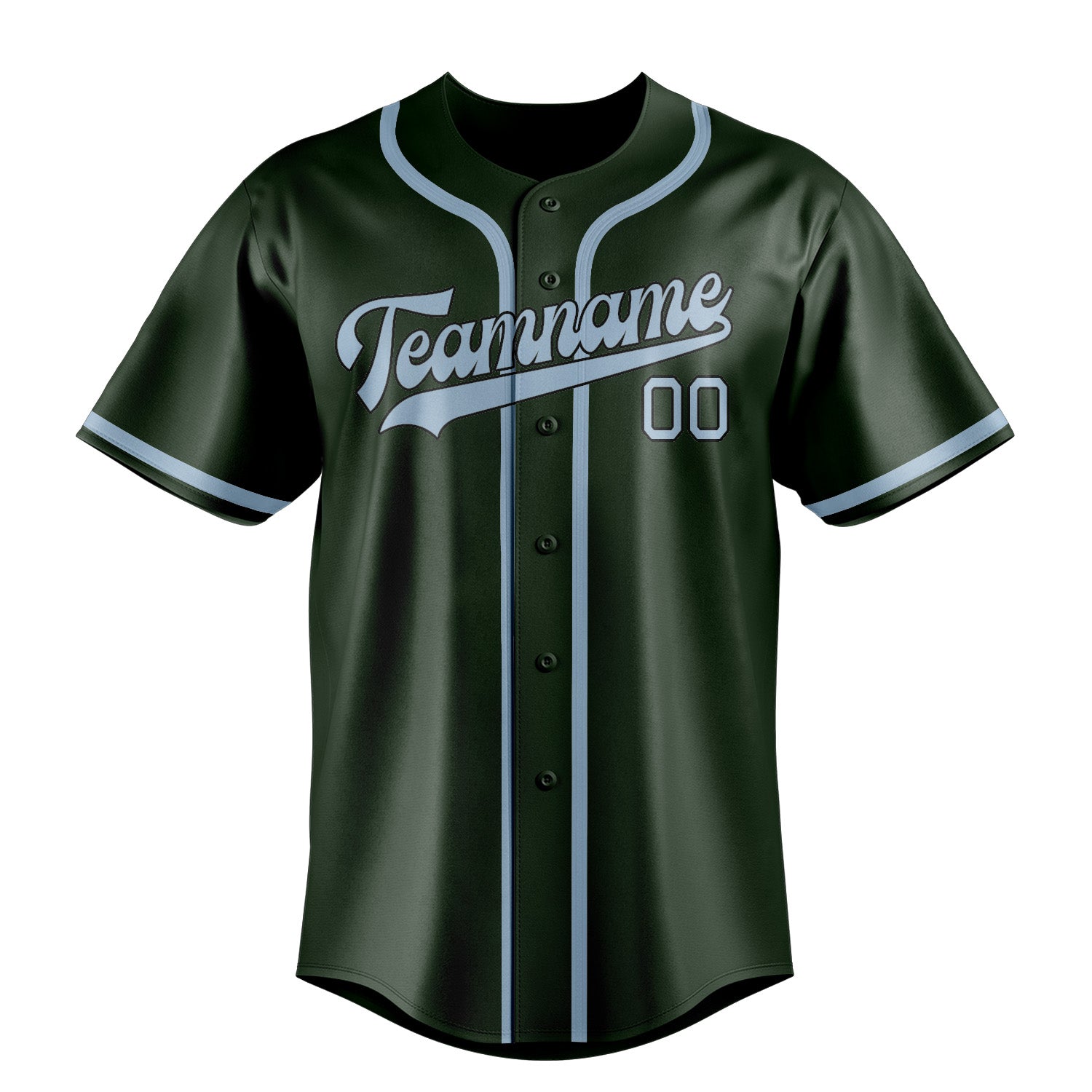Benutzerdefiniertes Professionelles Tannengrün Hellblau Baseballtrikot