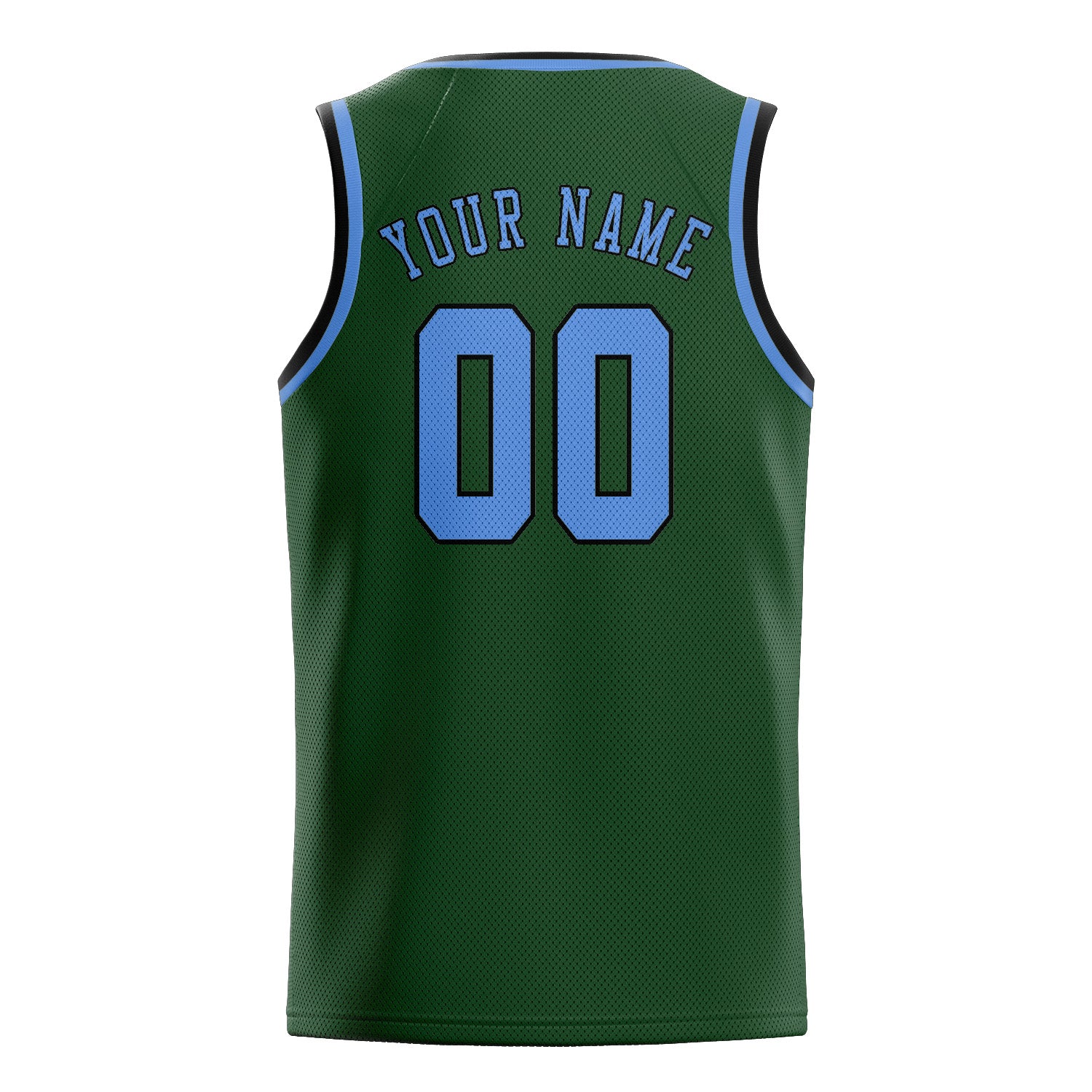 Benutzerdefiniertes Professionelles Tannengrün Hellblau Basketballtrikot