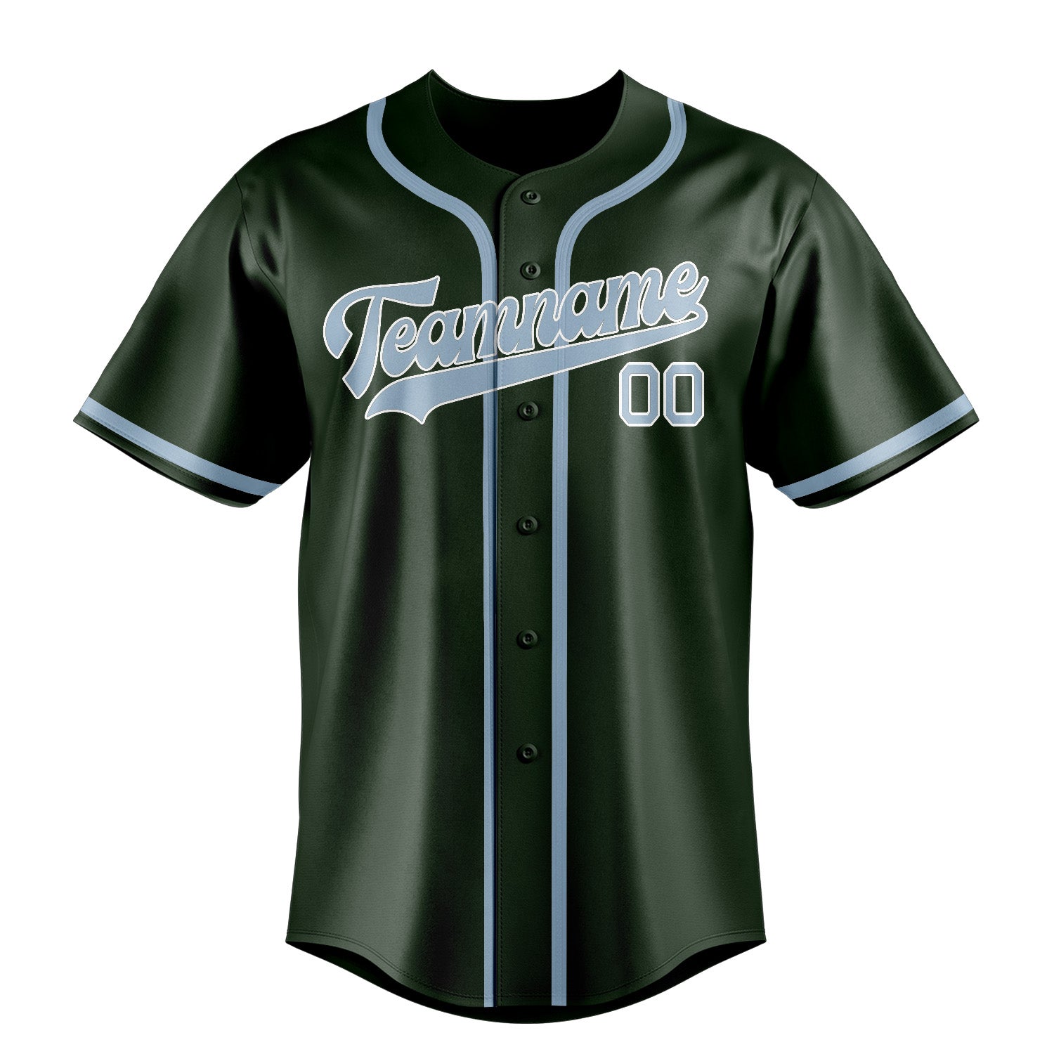Benutzerdefiniertes Professionelles Tannengrün Hellblau Baseballtrikot