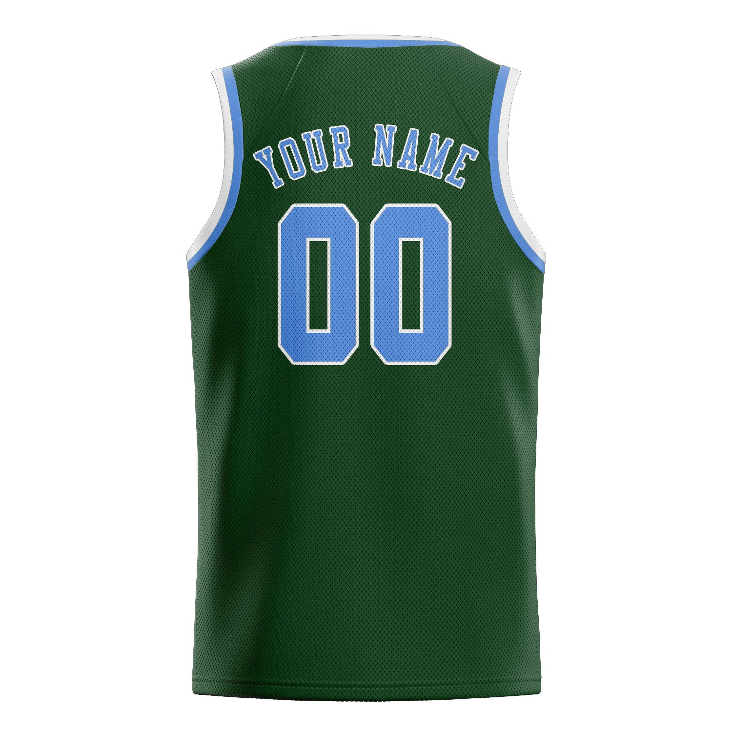 Benutzerdefiniertes Professionelles Tannengrün Hellblau Basketballtrikot