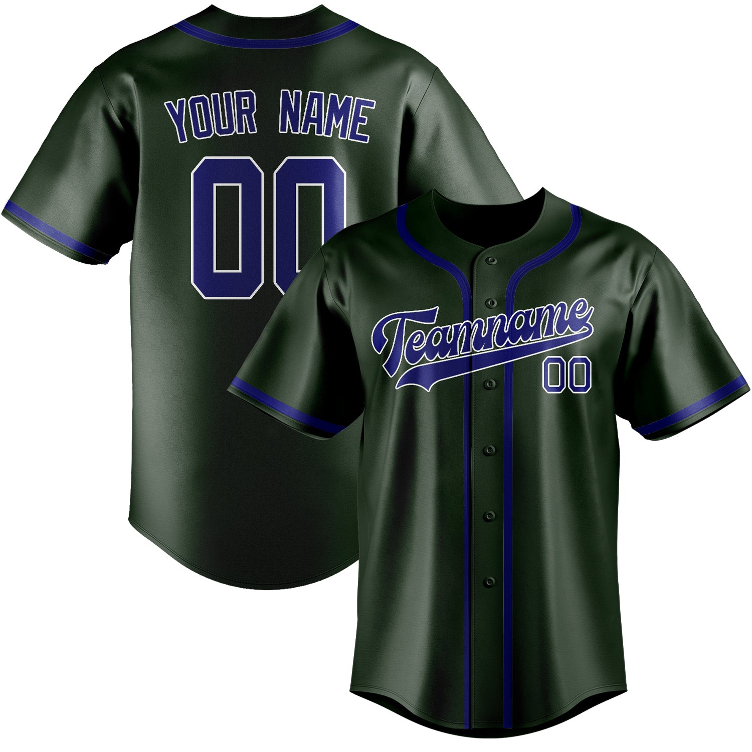 Benutzerdefiniertes Professionelles Tannengrün Himmelblau Baseballtrikot