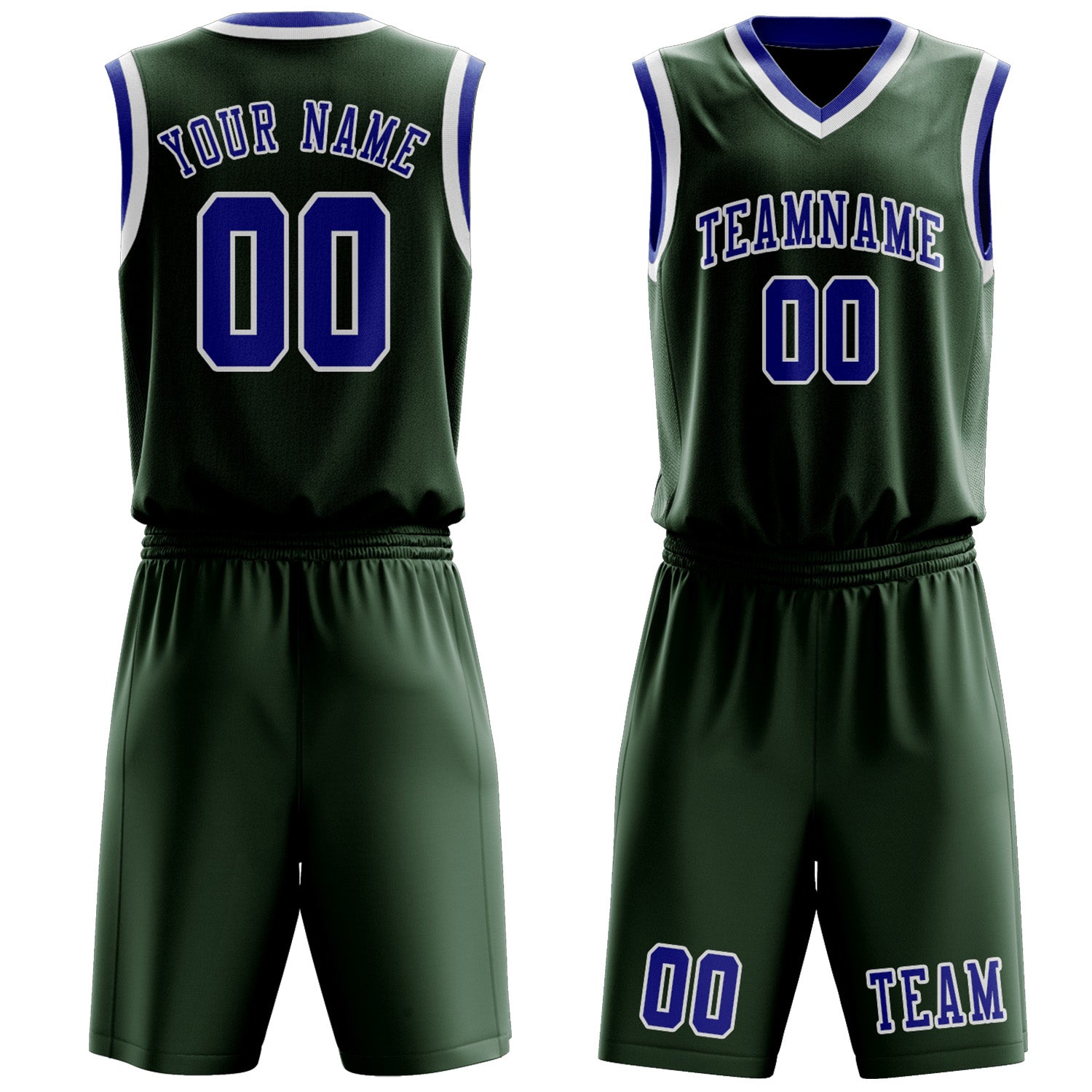 Benutzerdefiniertes Professionelles Tannengrün Himmelblau Basketballtrikot-Set