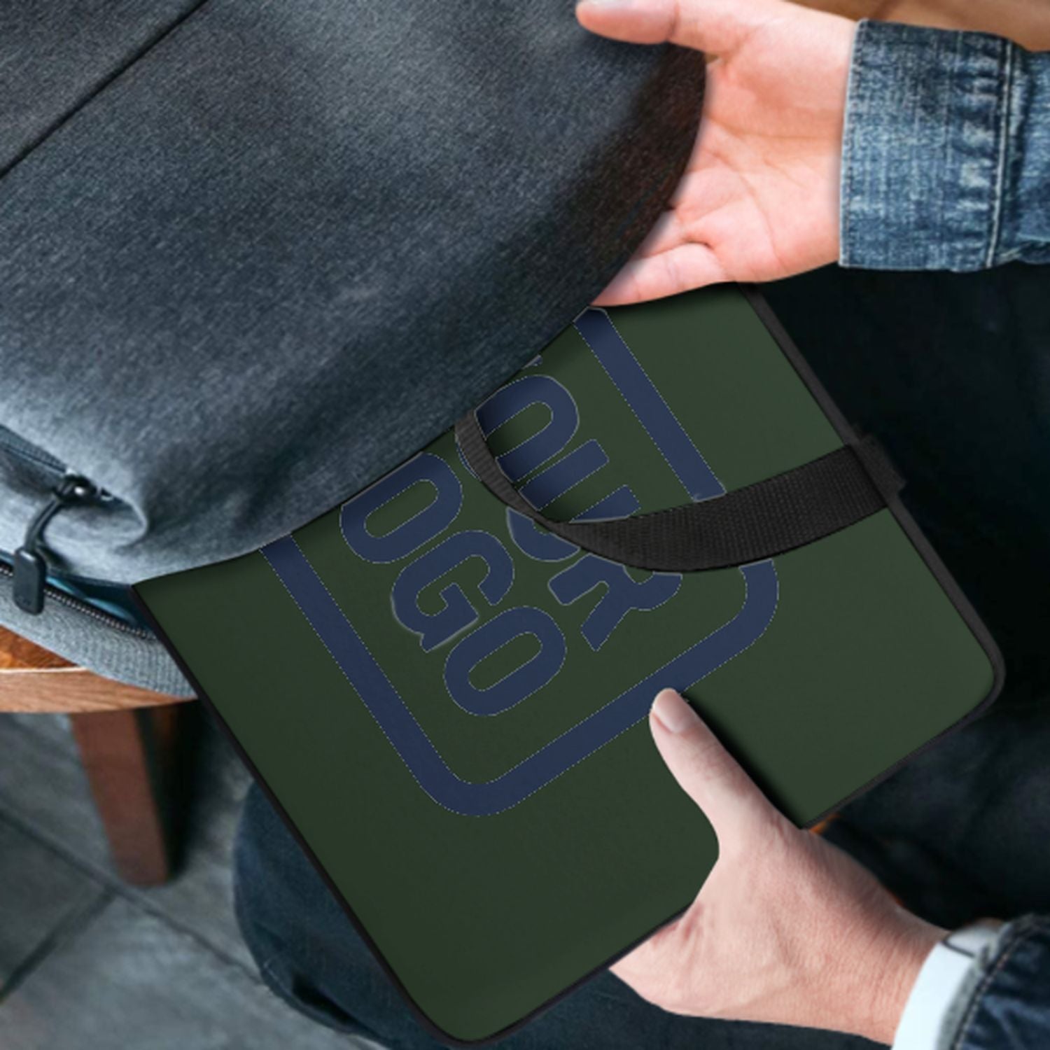 Bolsa de laptop azul verde hecha a medida