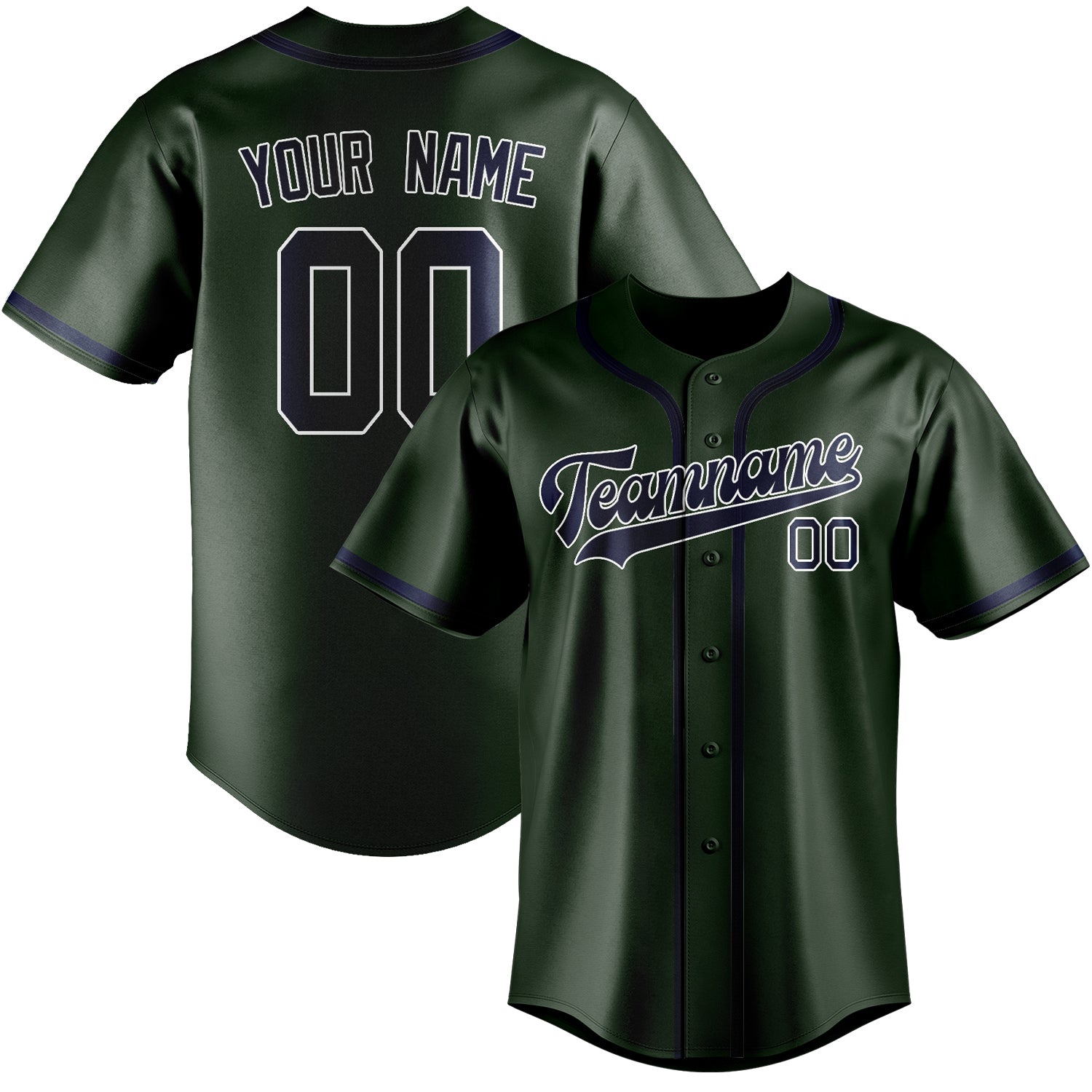 Benutzerdefiniertes Professionelles Tannengrün Marineblau Baseballtrikot