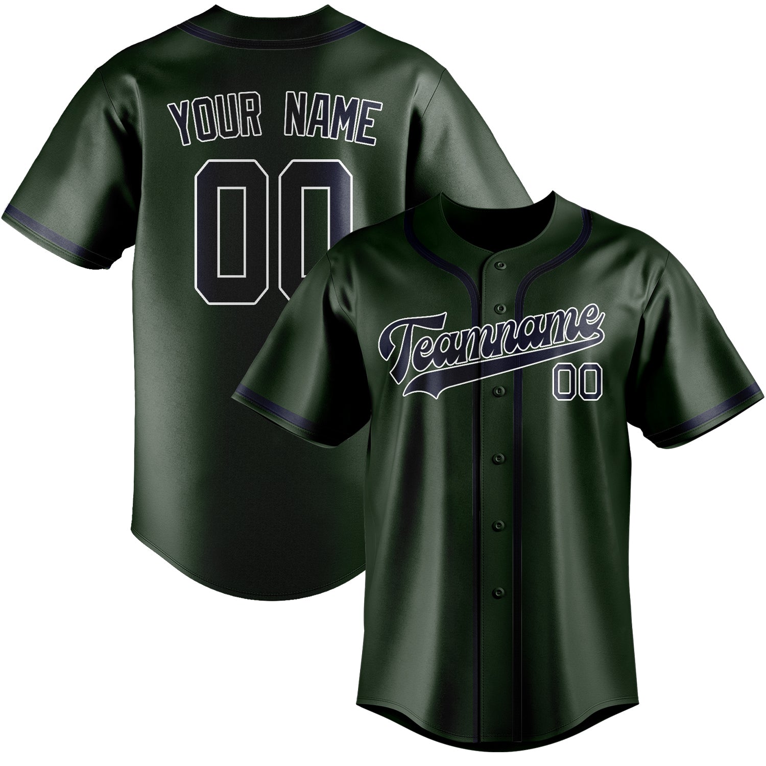 Benutzerdefiniertes Professionelles Tannengrün Stahlblau Baseballtrikot