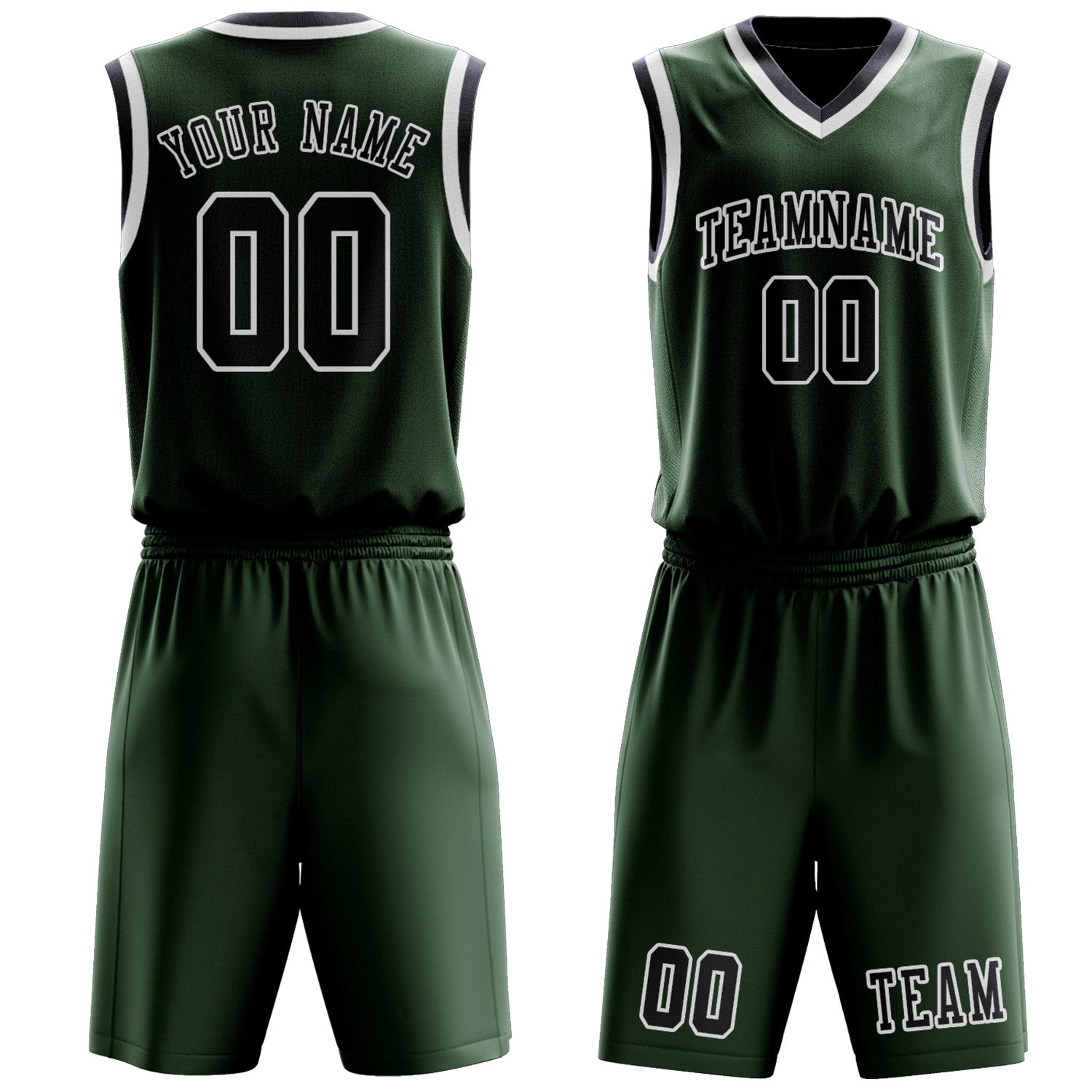 Benutzerdefiniertes Professionelles Tannengrün Stahlblau Basketballtrikot-Set