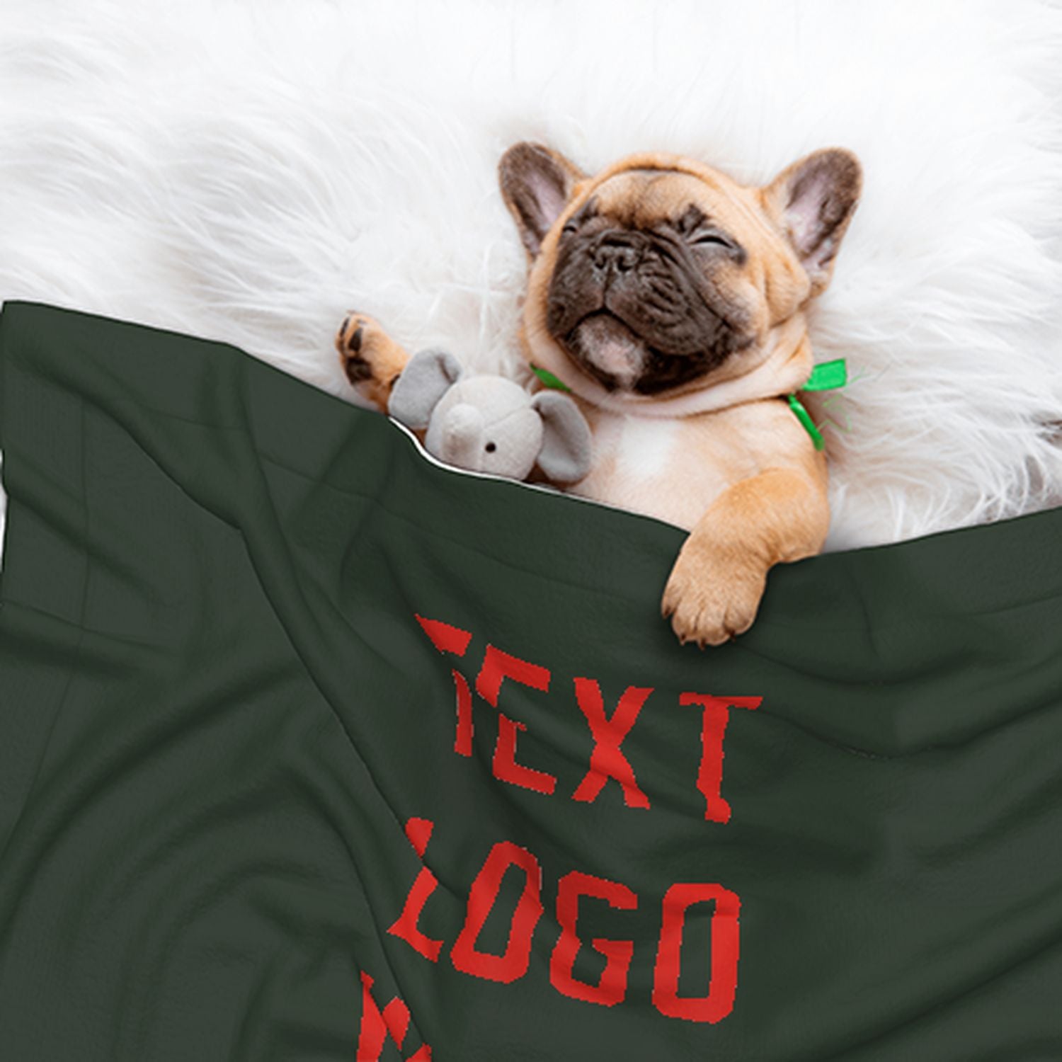 Coperta per animali domestici personalizzata nei colori verde abete, arancione e rosso