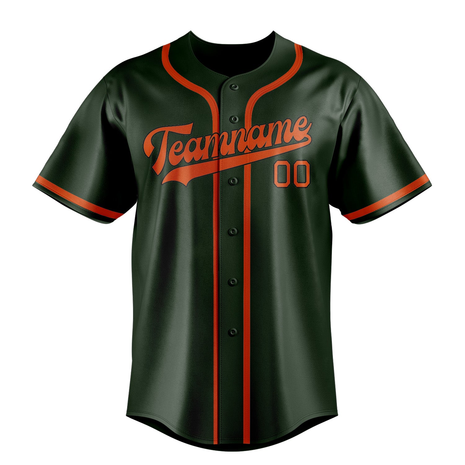 Benutzerdefiniertes Professionelles Tannengrün Orangerot Baseballtrikot