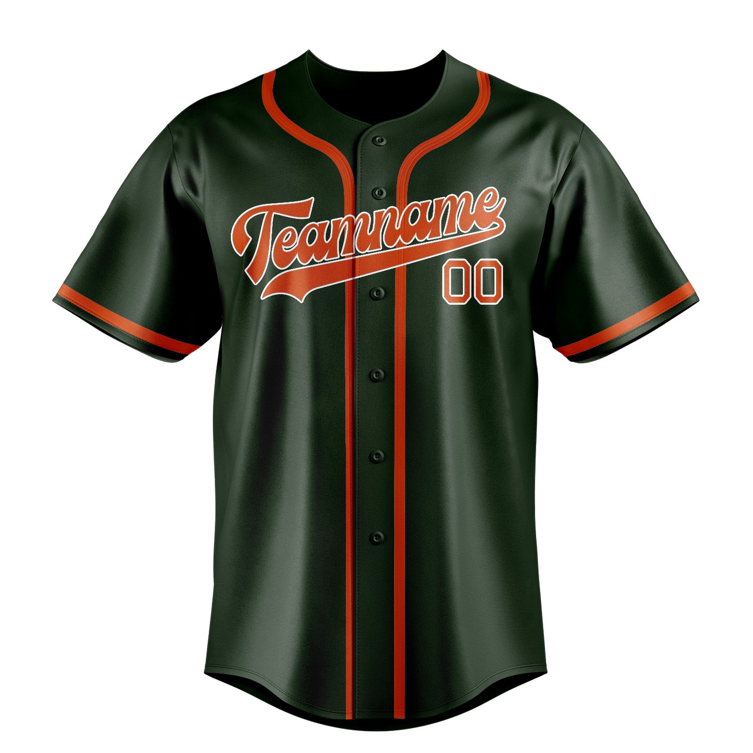 Benutzerdefiniertes Professionelles Tannengrün Orangerot Baseballtrikot