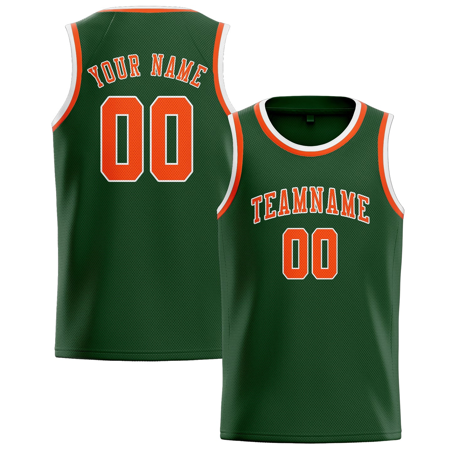 Benutzerdefiniertes Professionelles Tannengrün Orangerot Basketballtrikot