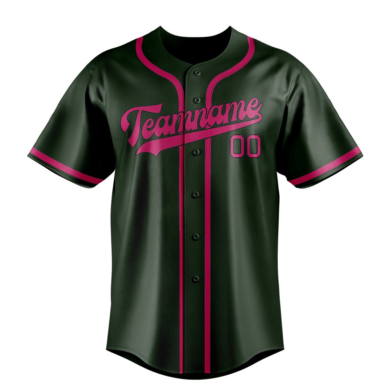 Benutzerdefiniertes Professionelles Tannengrün Rosarot Baseballtrikot