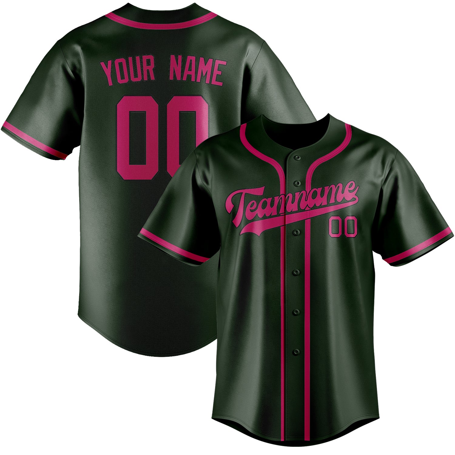 Benutzerdefiniertes Professionelles Tannengrün Rosarot Baseballtrikot