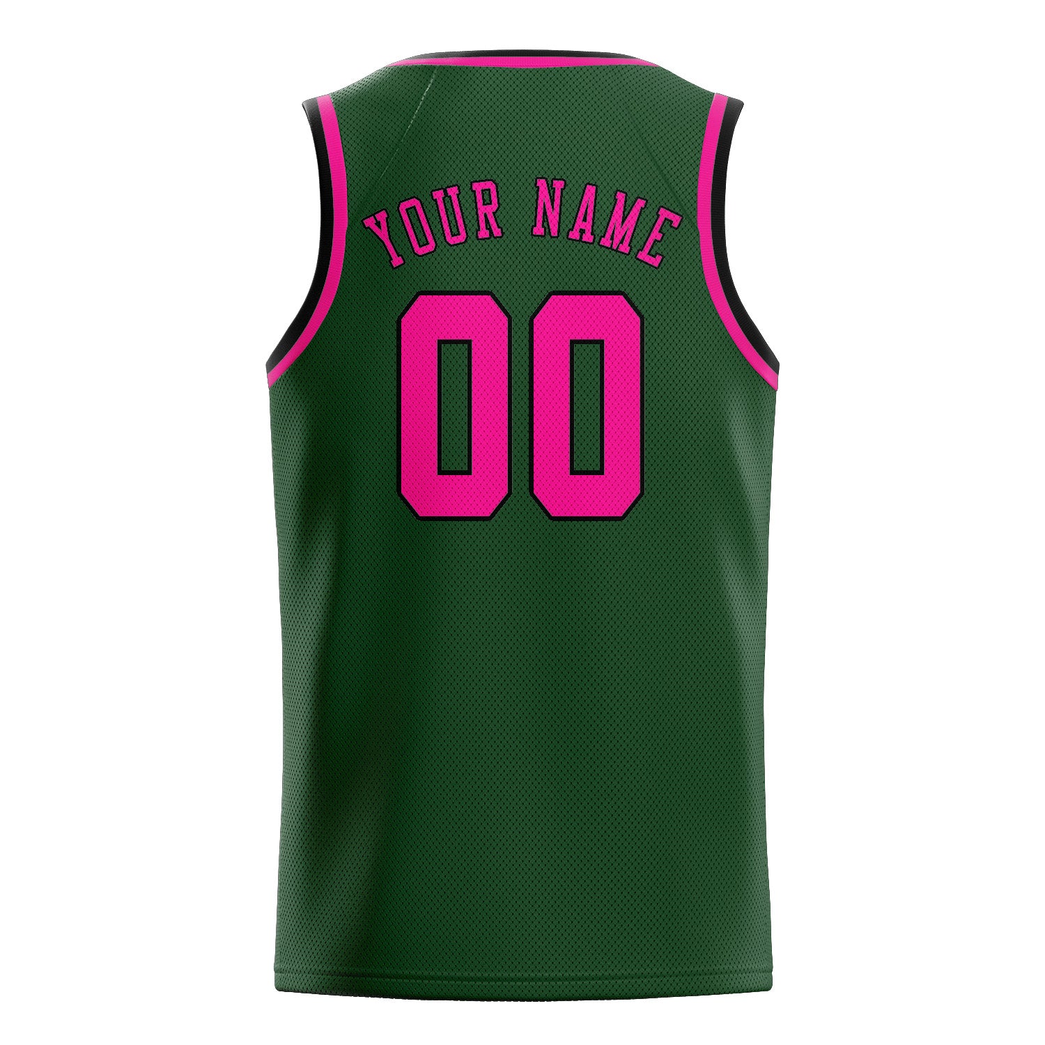 Benutzerdefiniertes Professionelles Tannengrün Rosarot Basketballtrikot