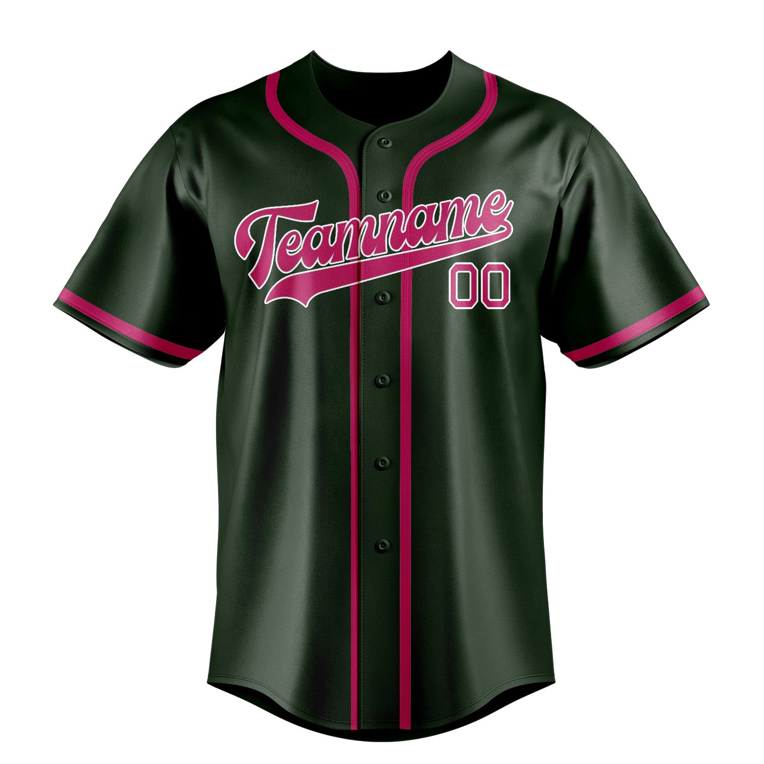 Benutzerdefiniertes Professionelles Tannengrün Rosarot Baseballtrikot