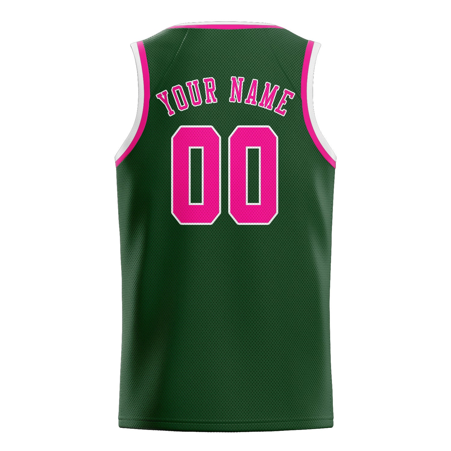 Benutzerdefiniertes Professionelles Tannengrün Rosarot Basketballtrikot