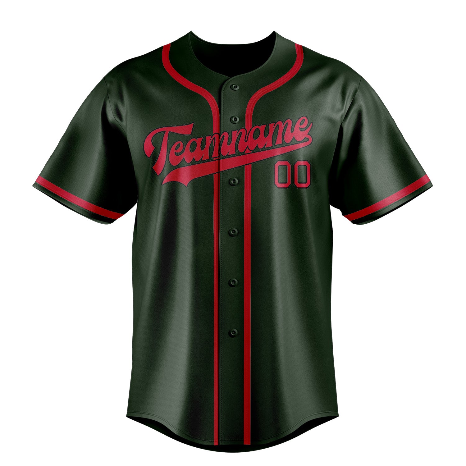 Benutzerdefiniertes Professionelles Tannengrün Rot Baseballtrikot