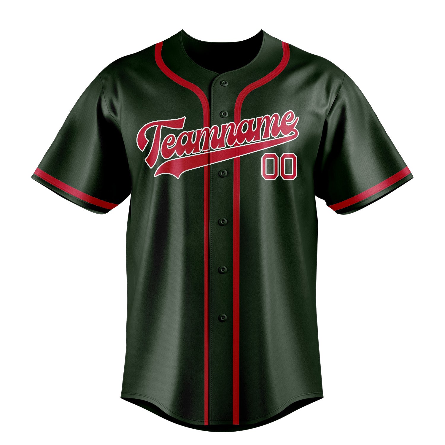 Benutzerdefiniertes Professionelles Tannengrün Rot Baseballtrikot
