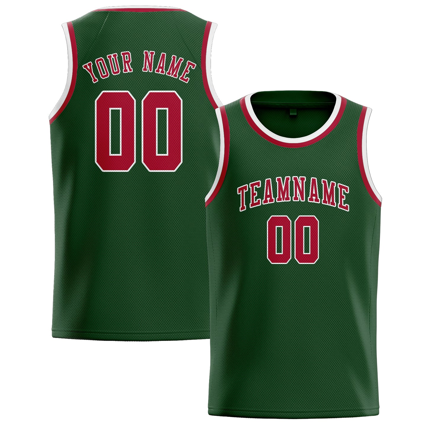 Benutzerdefiniertes Professionelles Tannengrün Rot Basketballtrikot