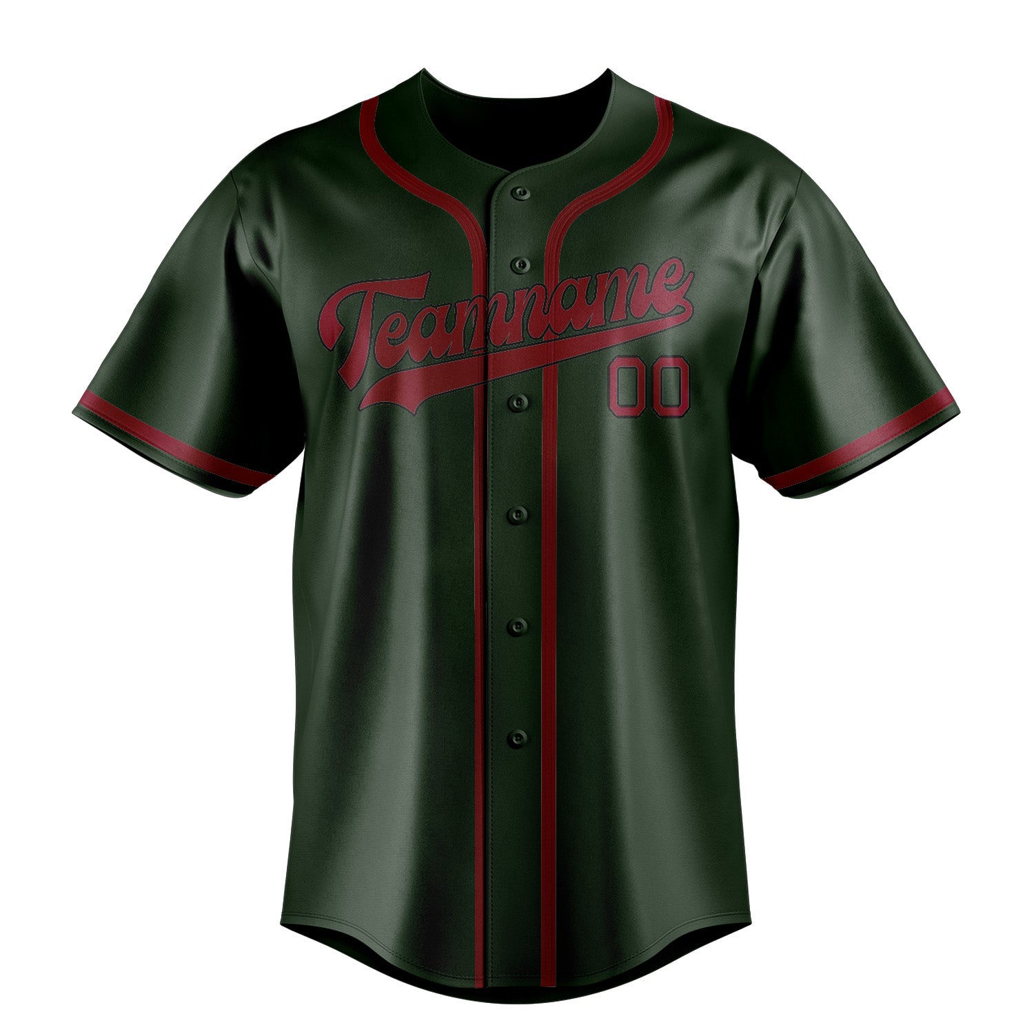 Benutzerdefiniertes Professionelles Tannengrün Karmesinrot Baseballtrikot