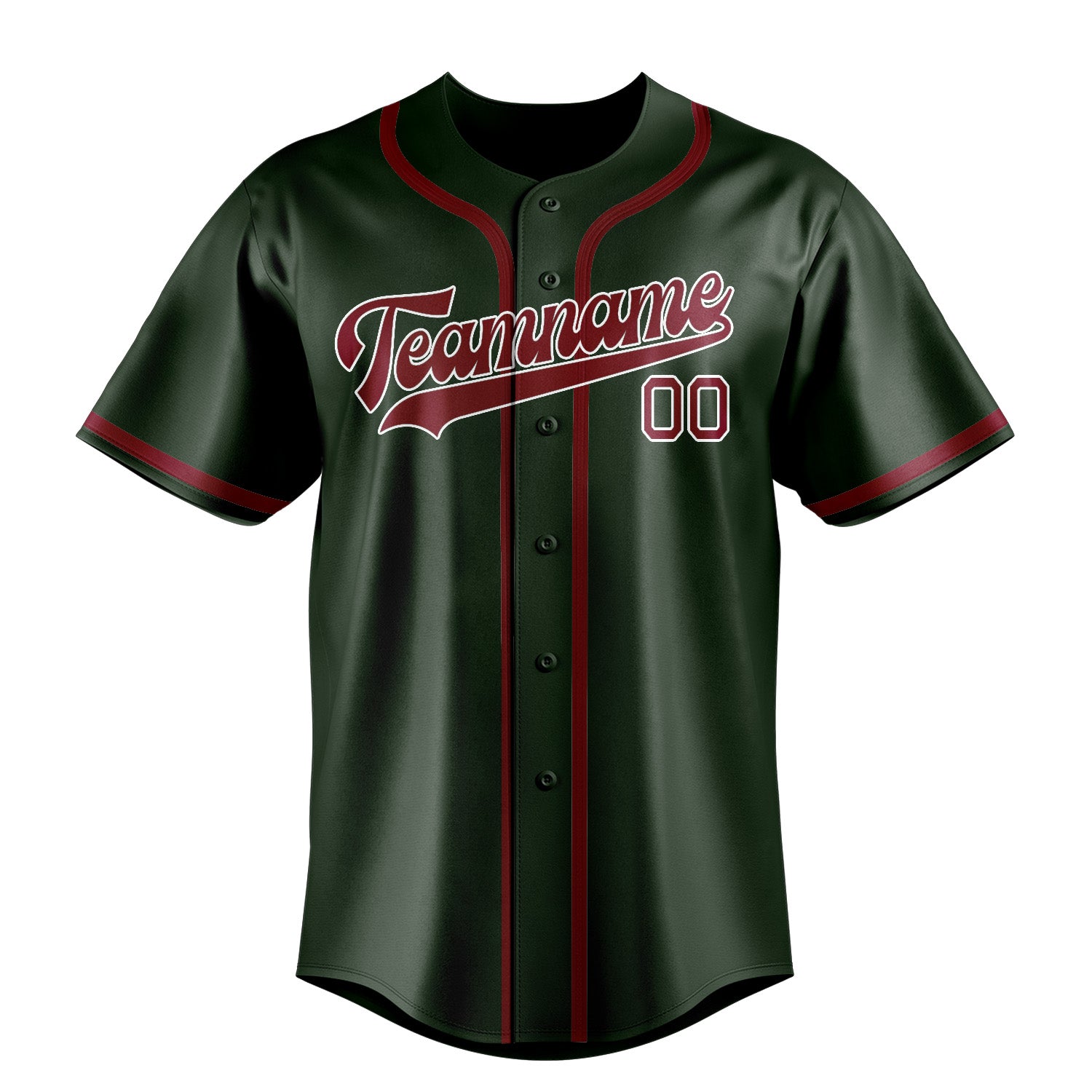 Benutzerdefiniertes Professionelles Tannengrün Karmesinrot Baseballtrikot