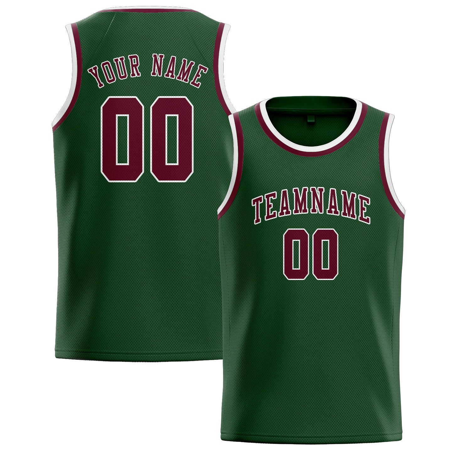 Benutzerdefiniertes Professionelles Tannengrün Karmesinrot Basketballtrikot