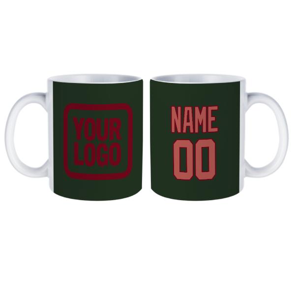 Tazza personalizzata con rosa color rame verde abete