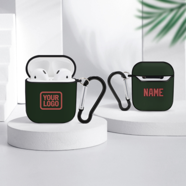 Maßgeschneidertes Tannengrün Kupferrose AirPods-Hülle
